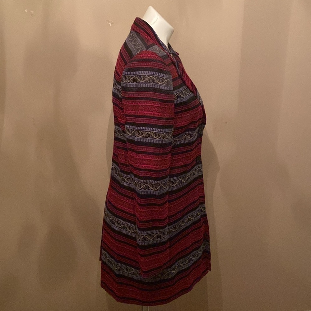Clio 2 Suit Red And Gray Floral Striped Patterned Coat Jacket Fall Career - Picture 5 of 7
